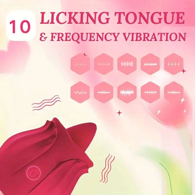 Rose Clitoral Suction & Licking Vibrator with 10 Modes-red