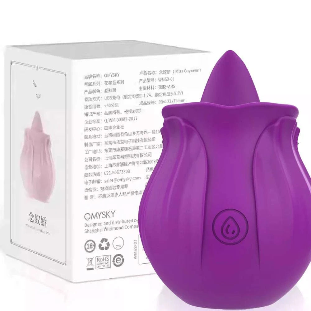 Rose Clitoral Suction & Licking Vibrator with 10 Modes-red