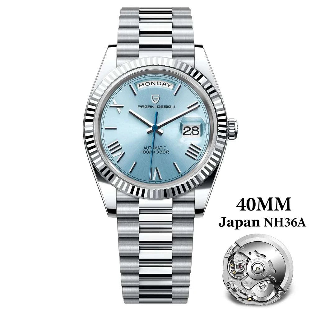 Rose Gold Automatic Mechanical Watch Men NH36A Sapphire 10Bar-White / Option 2 / Italy