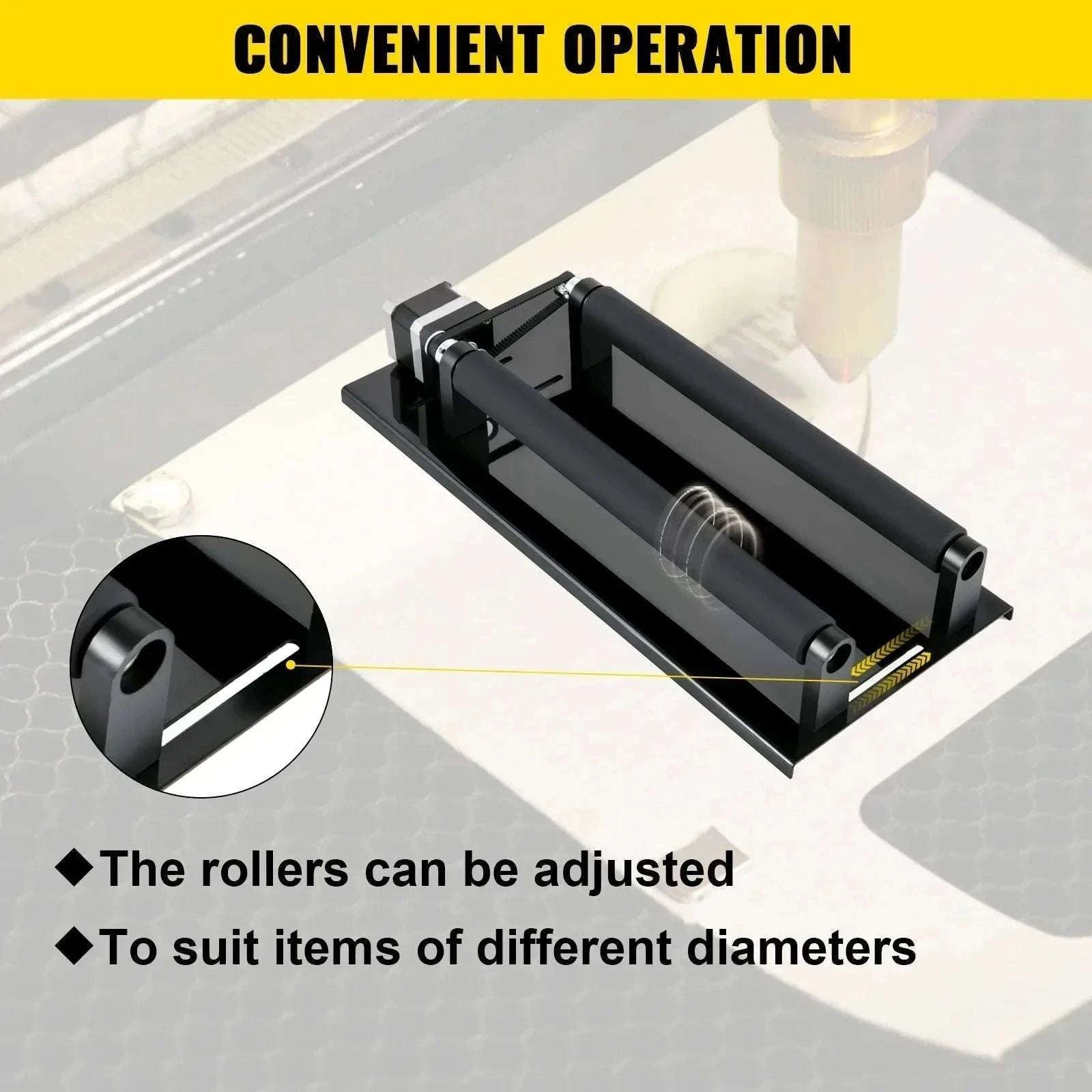Rotary Axis Attachment for Laser Engraver 4-Wheel 360° Roller-black / United States