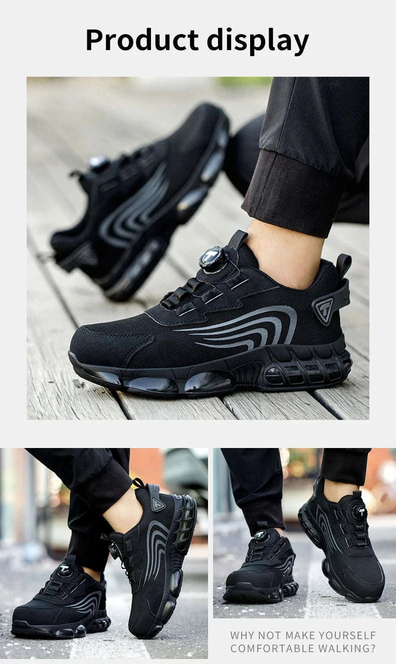 Rotary Button Anti-Impact Work Shoes for Men-D9071 / 38
