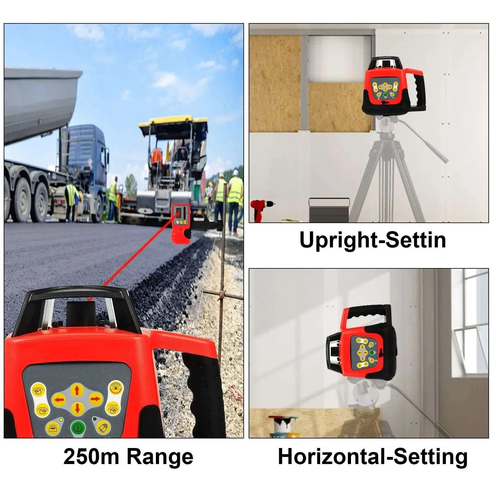 Rotary Laser Level 360° Self-Leveling with Remote & 250m Range-United States
