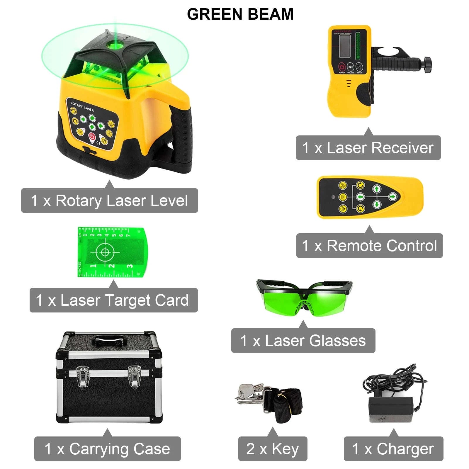 Rotary Laser Level Kit with Tripod and Staff-Poland / Red Beam 2