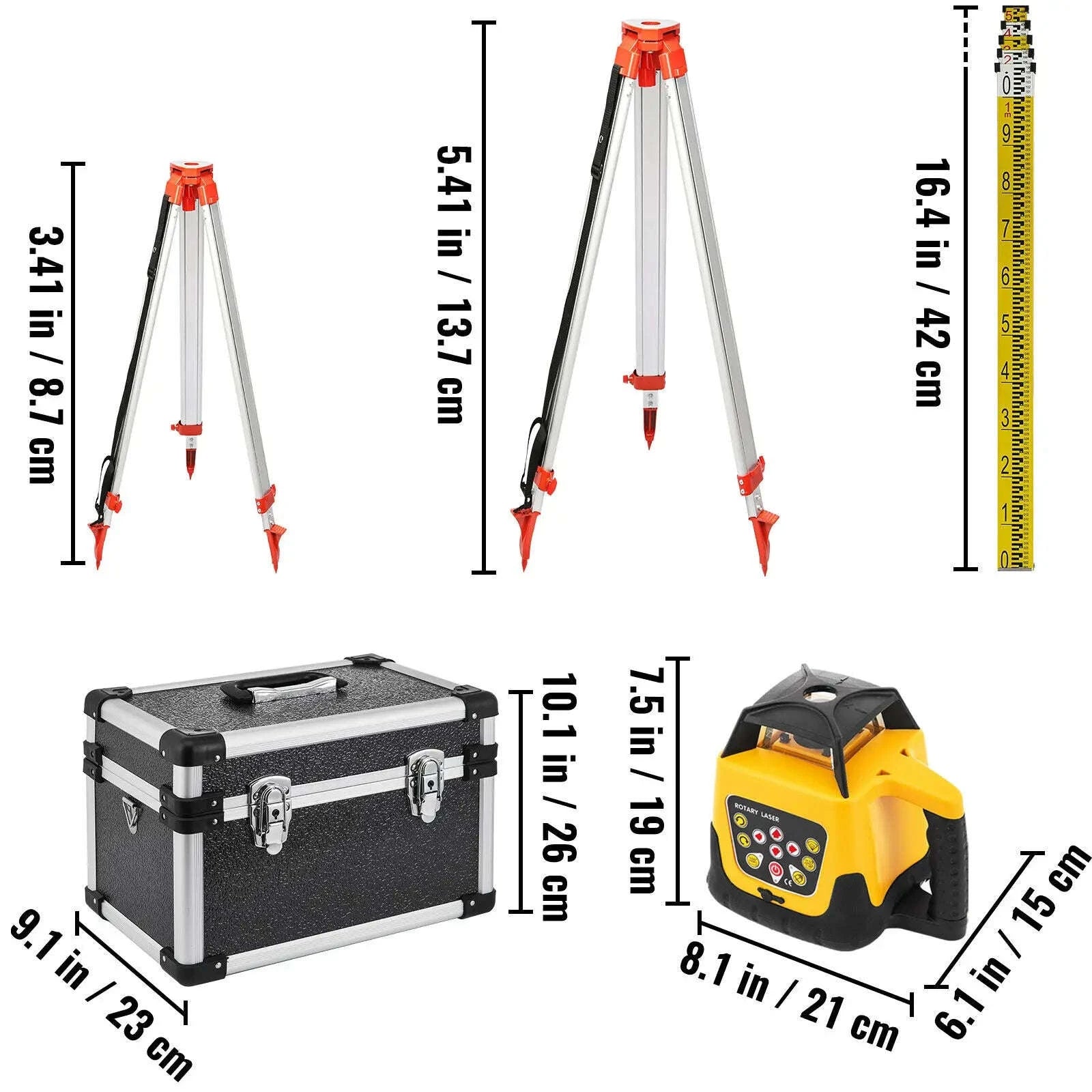 Rotary Laser Level Kit with Tripod and Staff-Poland / Red Beam 2