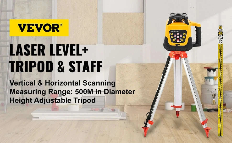 Rotary Laser Level Kit with Tripod and Staff-Poland / Red Beam 2