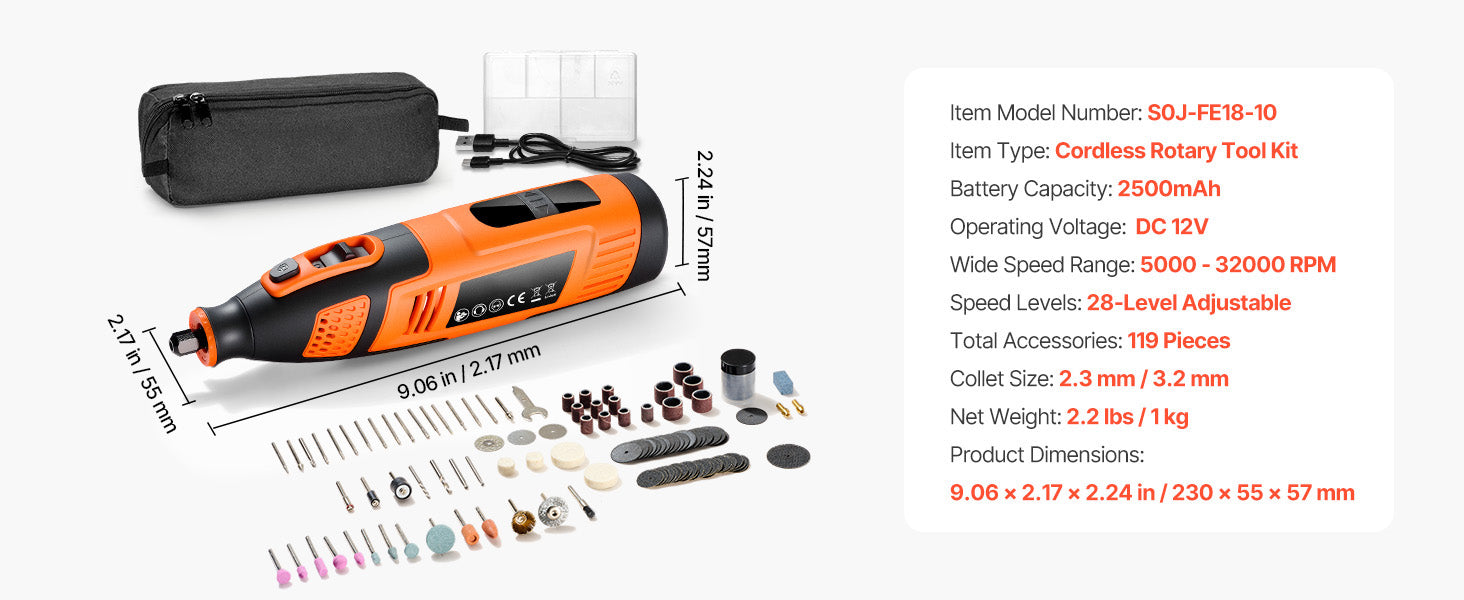 Cordless Rotary Tool Kit with 5 Speeds for DIY Engraving Sanding