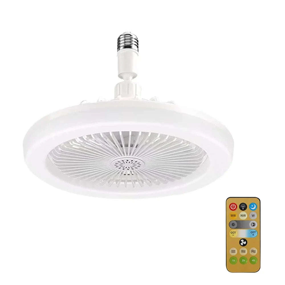 Rotatable 3‑in‑1 Ceiling Fan with Remote Control Lighting-E27 White