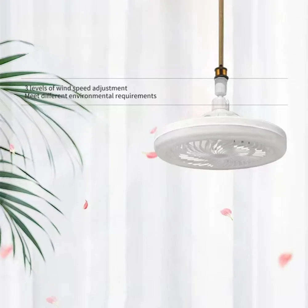 Rotatable 3‑in‑1 Ceiling Fan with Remote Control Lighting-E27 White
