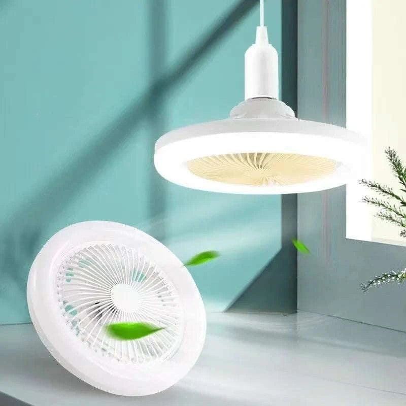 Rotatable 3‑in‑1 Ceiling Fan with Remote Control Lighting-E27 White