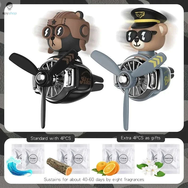 Rotating Airplane Pilot Bear Car Air Freshener-SCENTS MIXED 18PCS