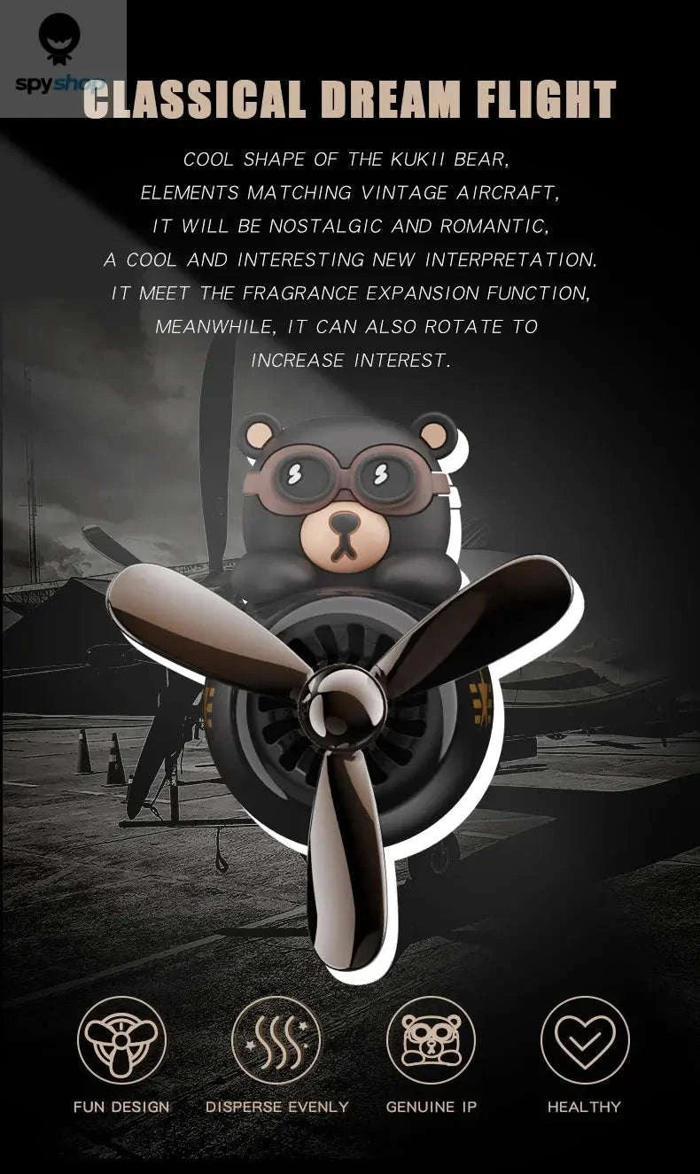 Rotating Airplane Pilot Bear Car Air Freshener-SCENTS MIXED 18PCS