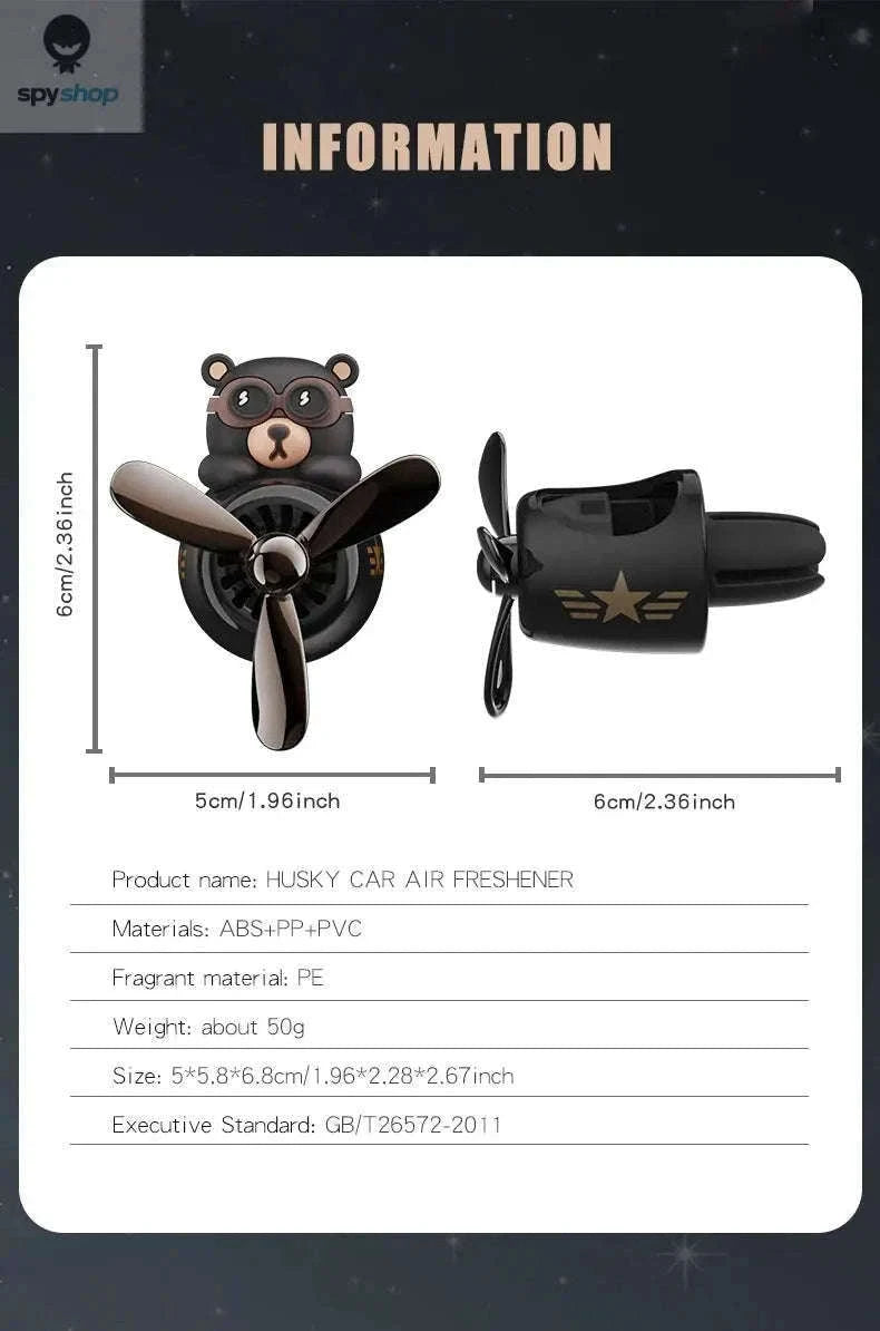 Rotating Pilot Bear Car Air Freshener with Ocean Scent-SCENTS MIXED 18PCS