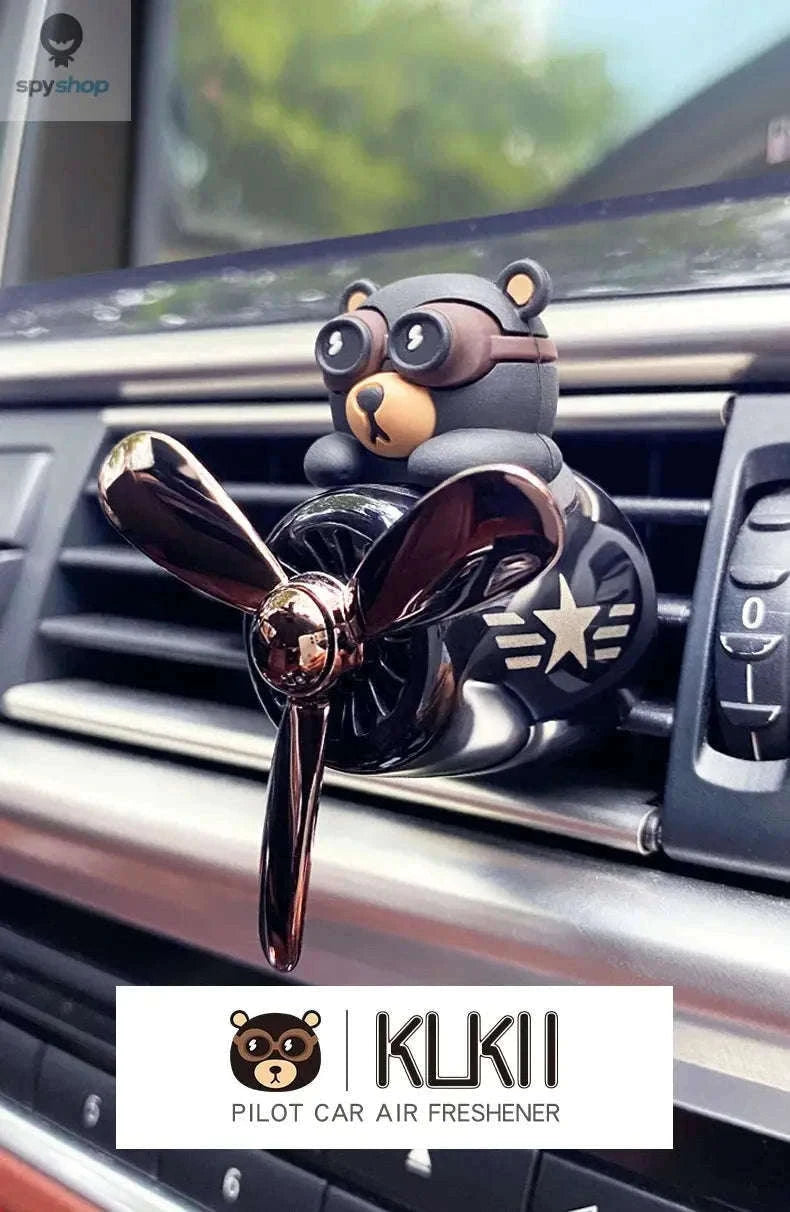 Rotating Pilot Bear Car Air Freshener with Ocean Scent-SCENTS MIXED 18PCS