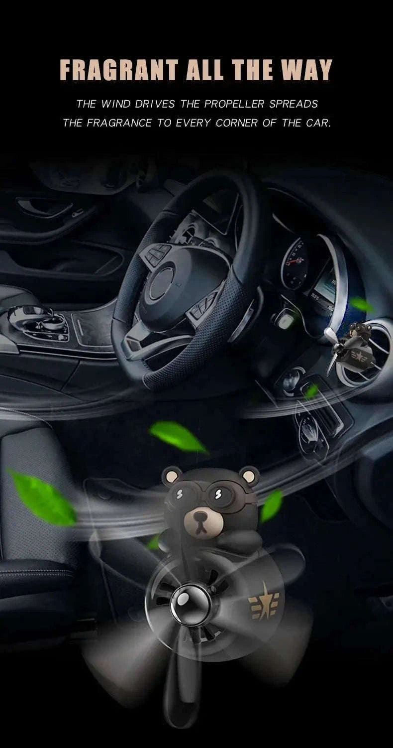 Rotating Pilot Bear Car Air Freshener with Ocean Scent-SCENTS MIXED 18PCS
