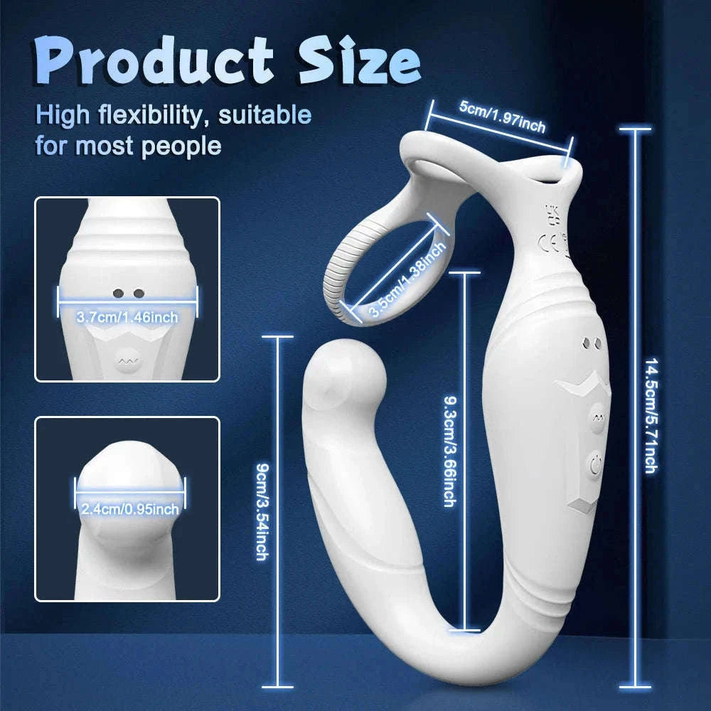 Rotating Prostate Massager with Dual Rings for Deeper Pleasure-SJH98-BK-BOX / China Mainland