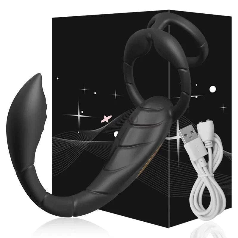 Rotating Prostate Massager with Dual Rings for Deeper Pleasure-SJH98-BK-BOX / China Mainland