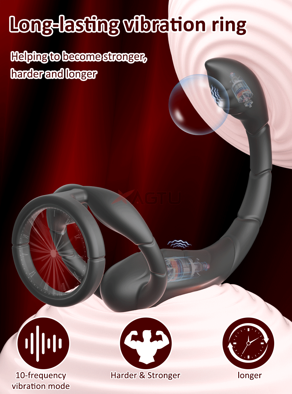 Rotating Prostate Massager with Dual Rings for Deeper Pleasure-SJH98-BK-BOX / China Mainland