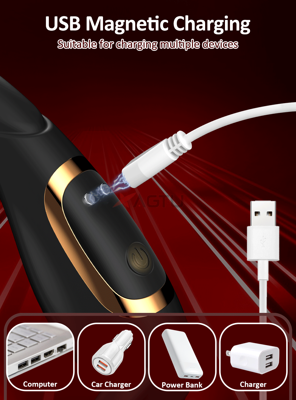 Rotating Prostate Massager with Dual Rings-SJH98-BK-BOX / China Mainland