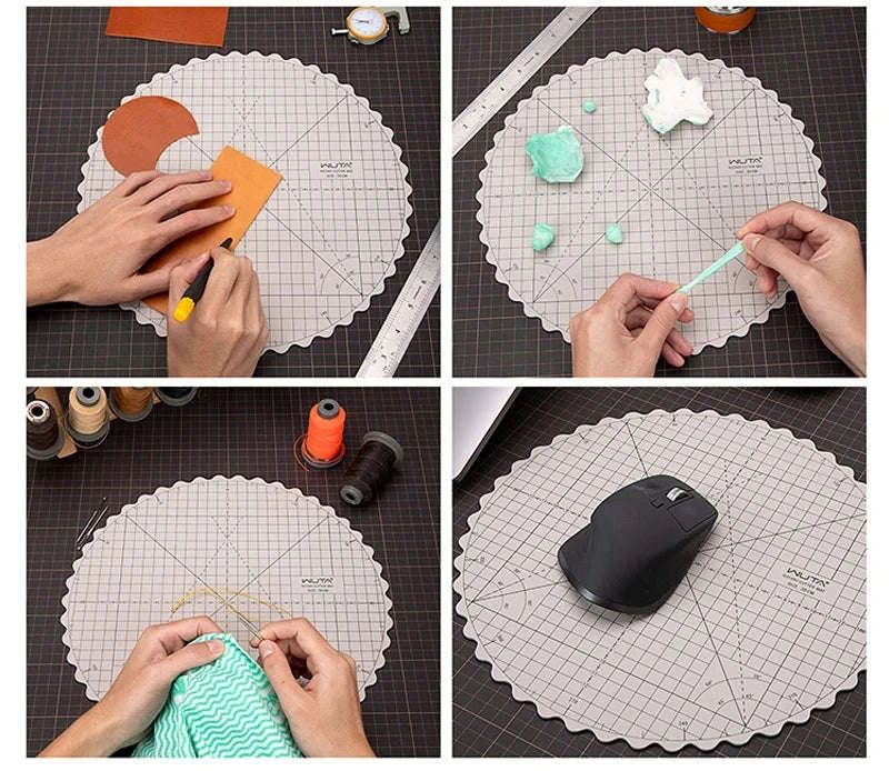 Rotating Self-Healing Cutting Mat Round PVC Craft Board 8"/12"-12 inch-1pcs / United States