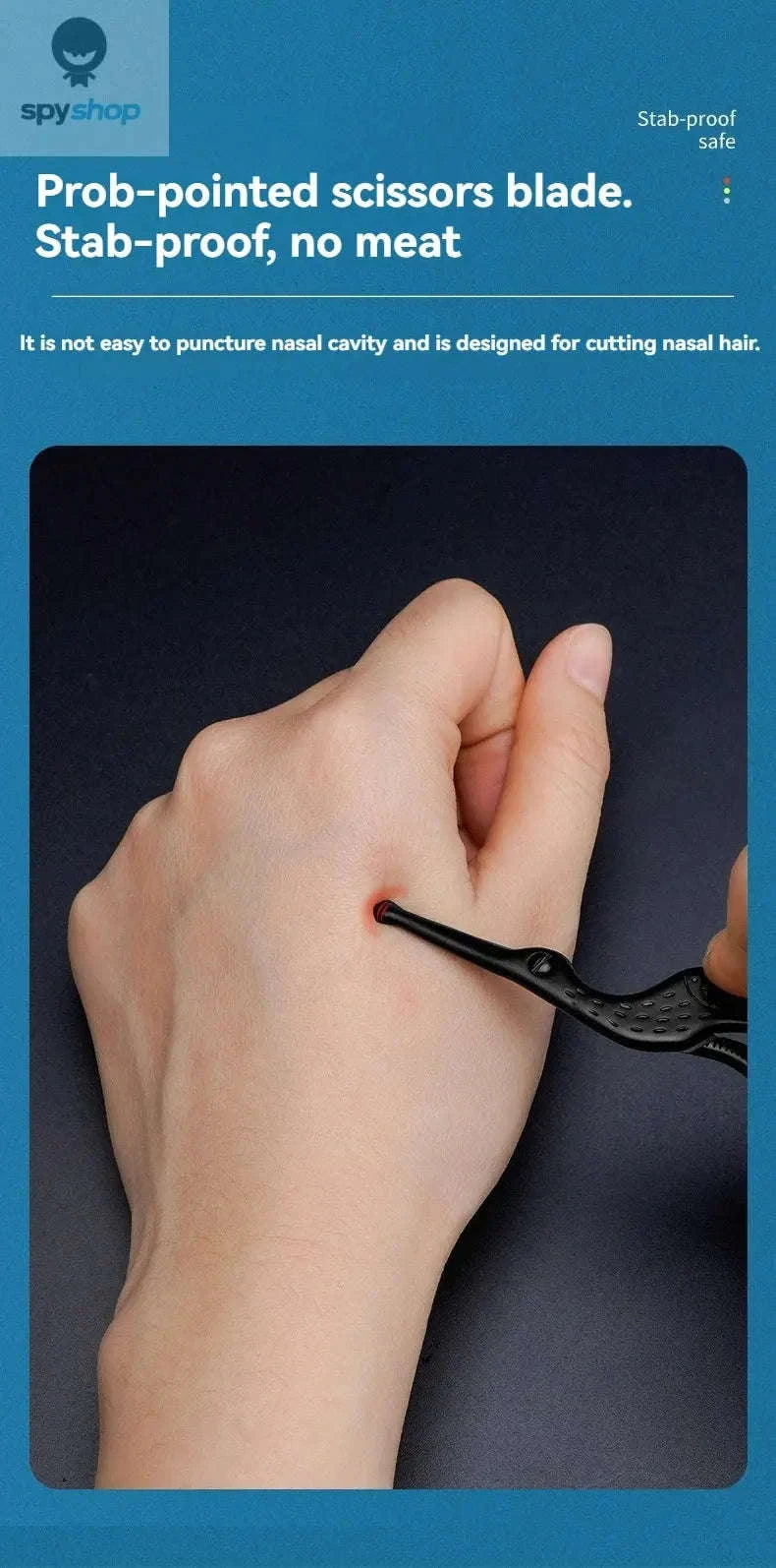 Round Head Stainless Steel Nose Hair Scissors – Safe Precision Grooming Tool-black