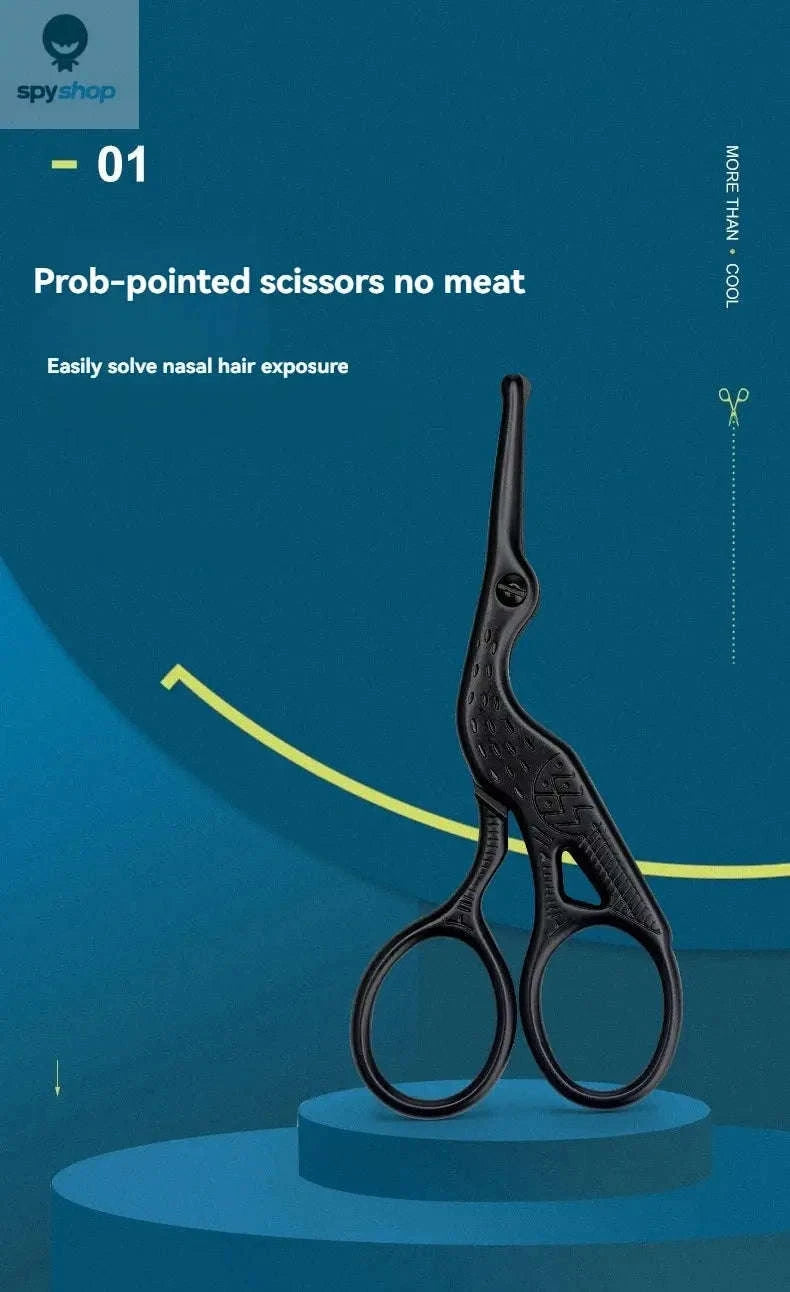 Round Head Stainless Steel Nose Hair Scissors – Safe Precision Grooming Tool-black