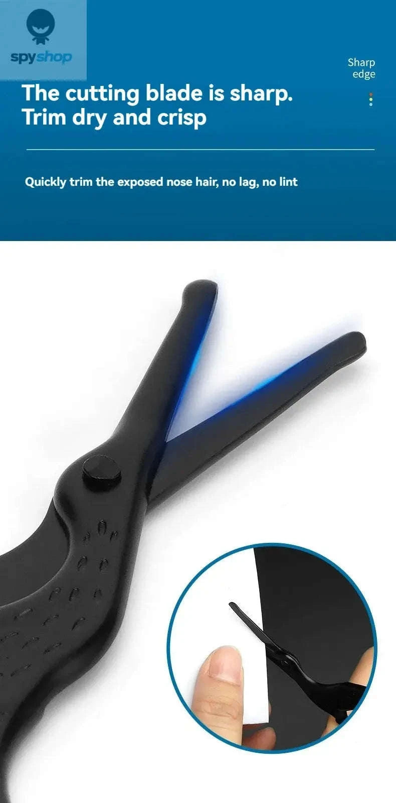 Round Head Stainless Steel Nose Hair Scissors – Safe Precision Grooming Tool-black