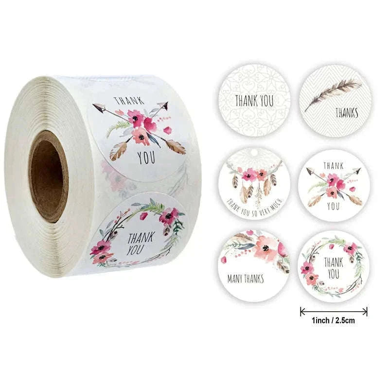 Round Kraft Thank You Stickers, 500pcs Natural Paper Labels-2 / Other