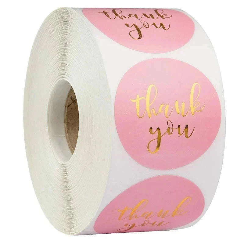 Round Kraft Thank You Stickers, 500pcs Natural Paper Labels-2 / Other