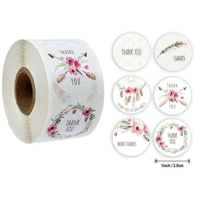 Round Kraft Thank You Stickers, 500pcs Natural Paper Labels-2 / Other