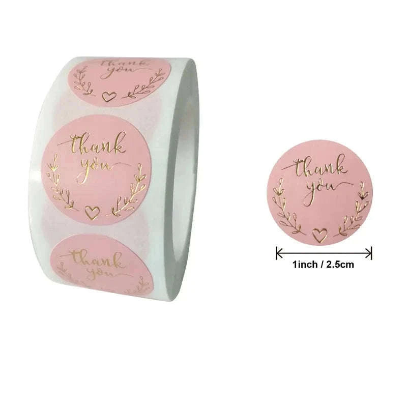 Round Kraft Thank You Stickers, 500pcs Natural Paper Labels-2 / Other
