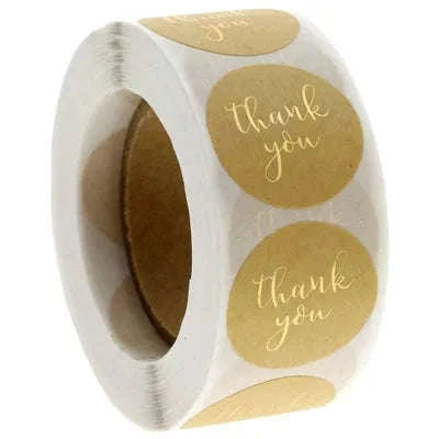 Round Kraft Thank You Stickers, 500pcs Natural Paper Labels-2 / Other