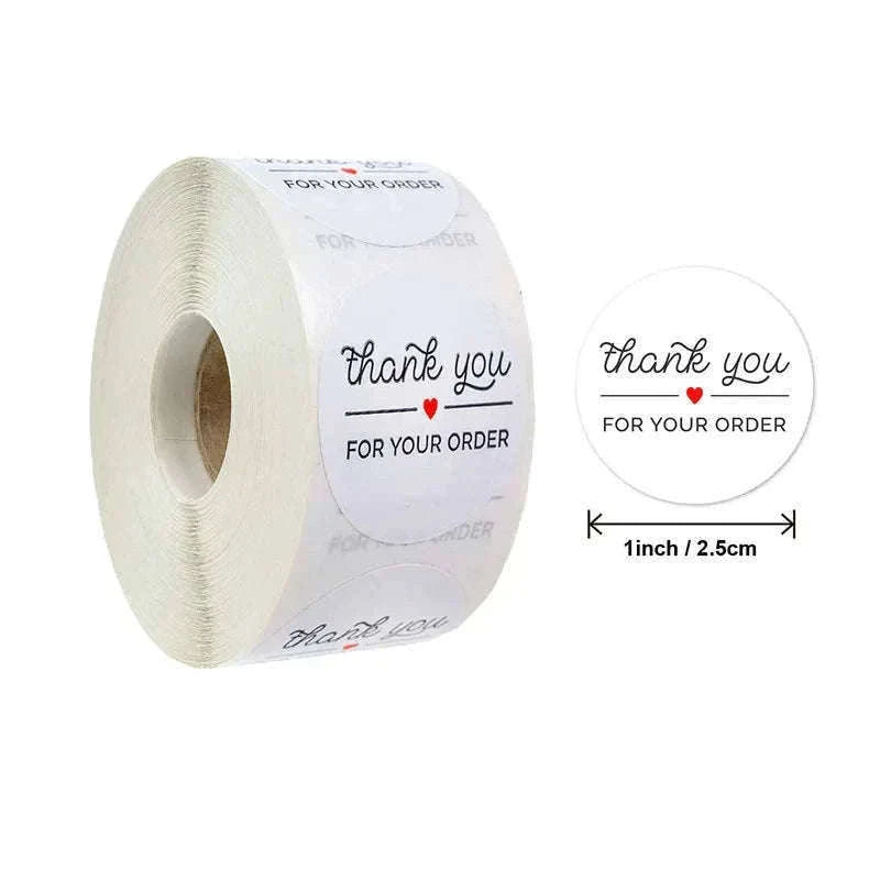 Round Kraft Thank You Stickers, 500pcs Natural Paper Labels-2 / Other