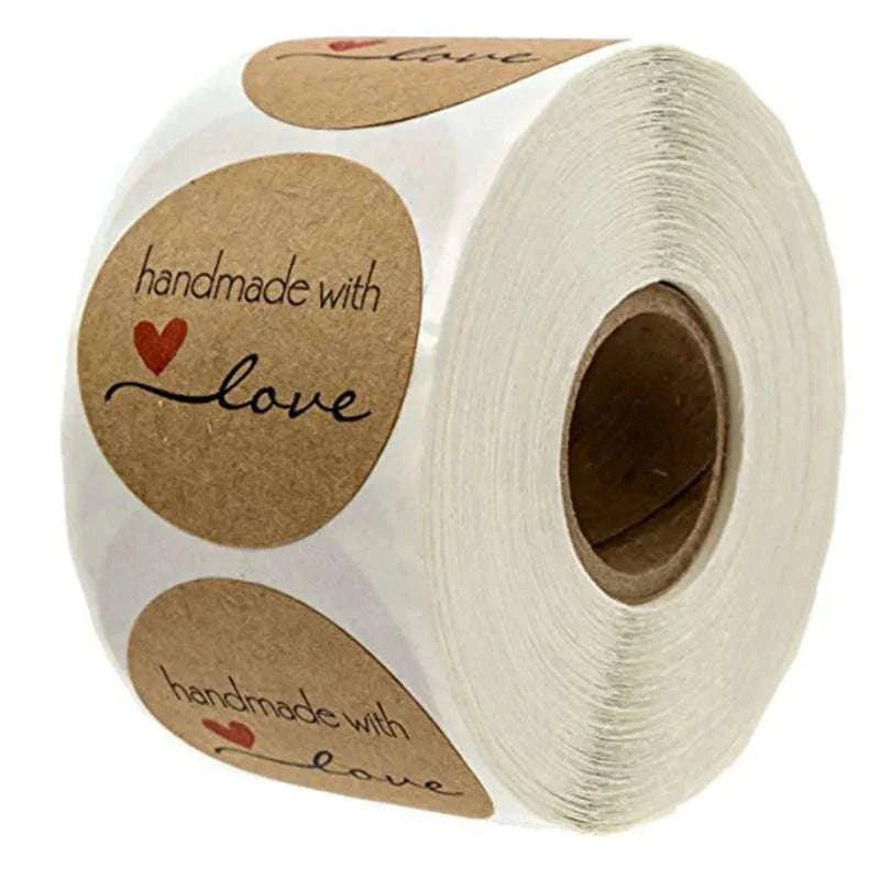 Round Kraft Thank You Stickers, 500pcs Natural Paper Labels-2 / Other