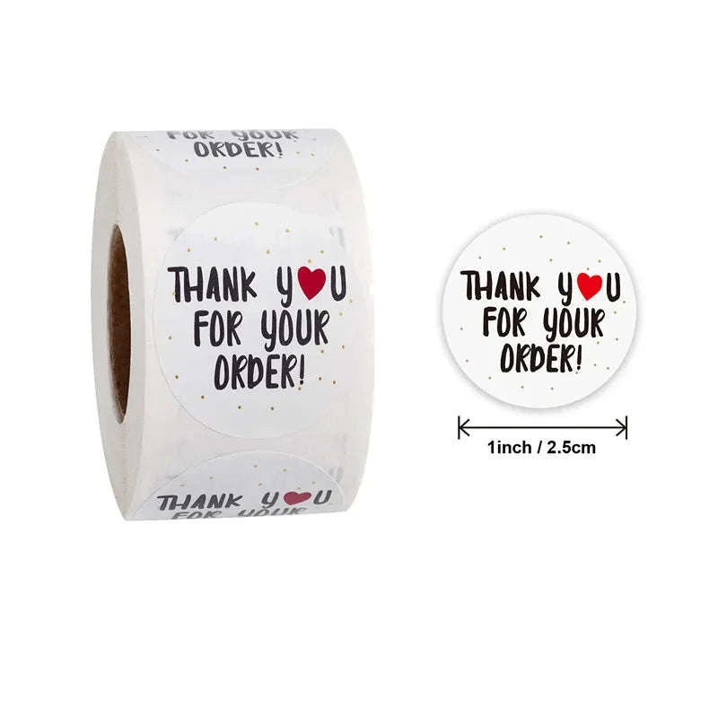 Round Kraft Thank You Stickers – 500pcs Natural Paper Labels-2 / Other