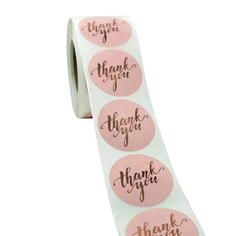 Round Kraft Thank You Stickers, 500pcs Natural Paper Labels-2 / Other