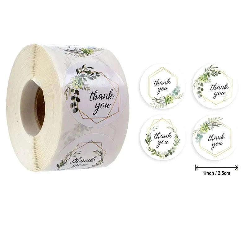 Round Kraft Thank You Stickers, 500pcs Natural Paper Labels-2 / Other