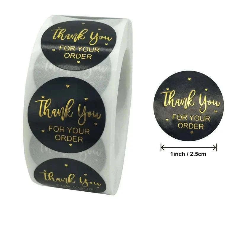 Round Kraft Thank You Stickers, 500pcs Natural Paper Labels-2 / Other
