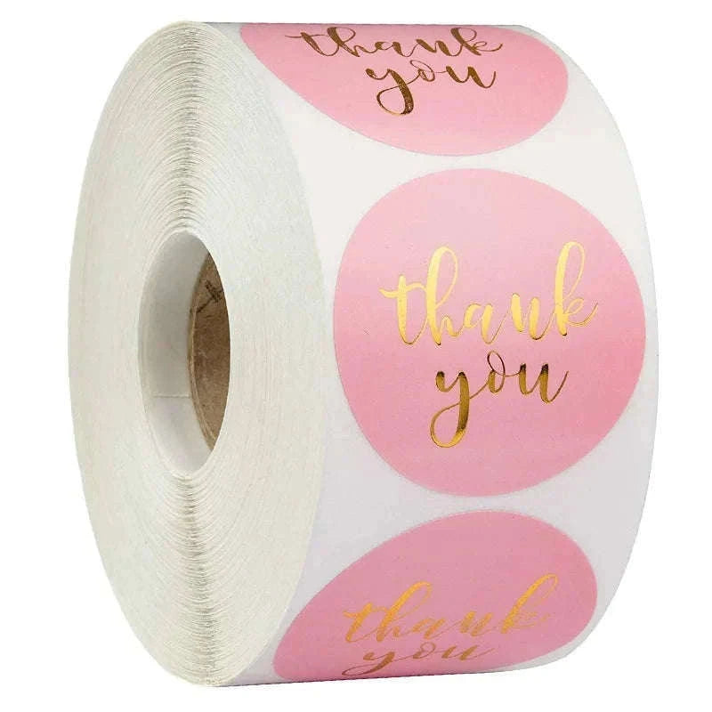 Round Kraft Thank You Stickers, 500pcs Natural Paper Labels-2 / Other