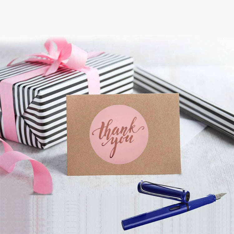 Round Kraft Thank You Stickers, 500pcs Natural Paper Labels-2 / Other