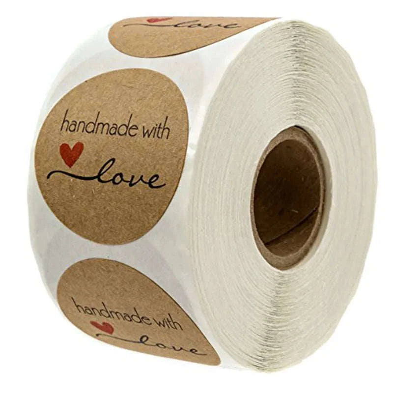 Round Kraft Thank You Stickers – 500pcs Natural Paper Labels-2 / Other