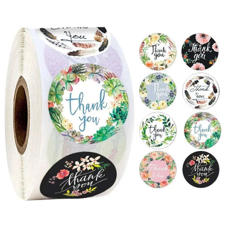 Round Kraft Thank You Stickers, 500pcs Natural Paper Labels-2 / Other