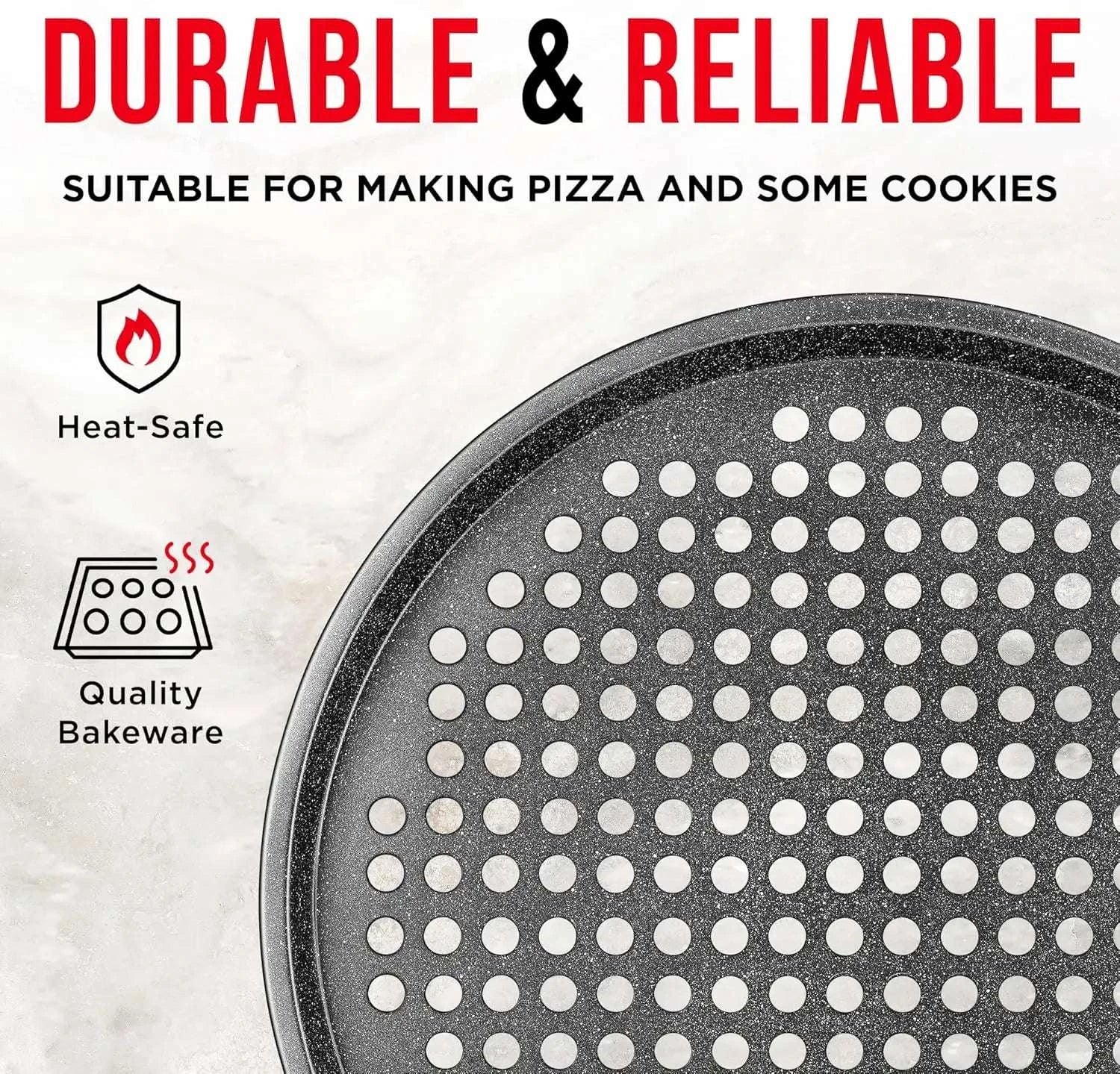 Round Perforated Pizza Pan with Non-Stick Coating, Carbon Steel-United States