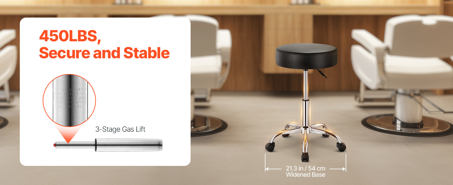 Rolling Stool Chair with Wheels 450 lb Capacity Adjustable Height