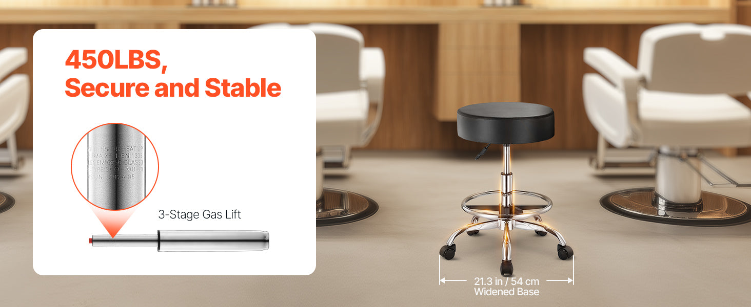 Rolling Stool Chair with Wheels 450 lb Capacity Adjustable Height