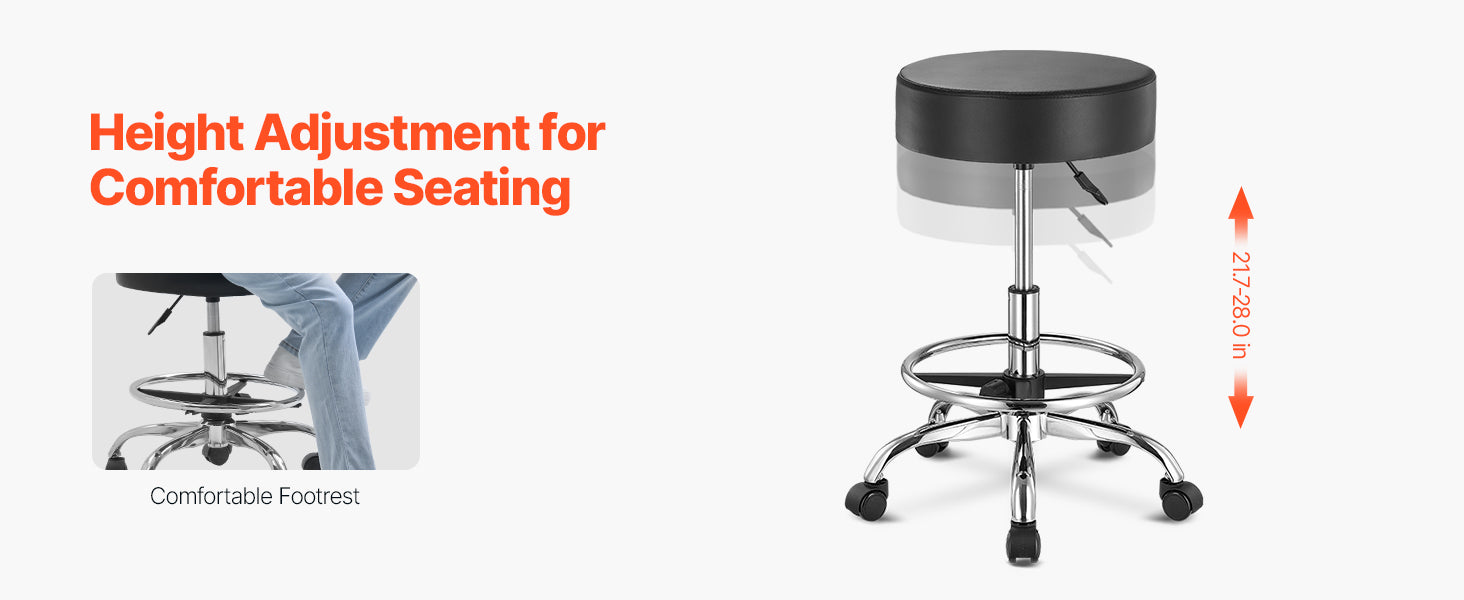 Rolling Stool Chair with Wheels 450 lb Capacity Adjustable Height