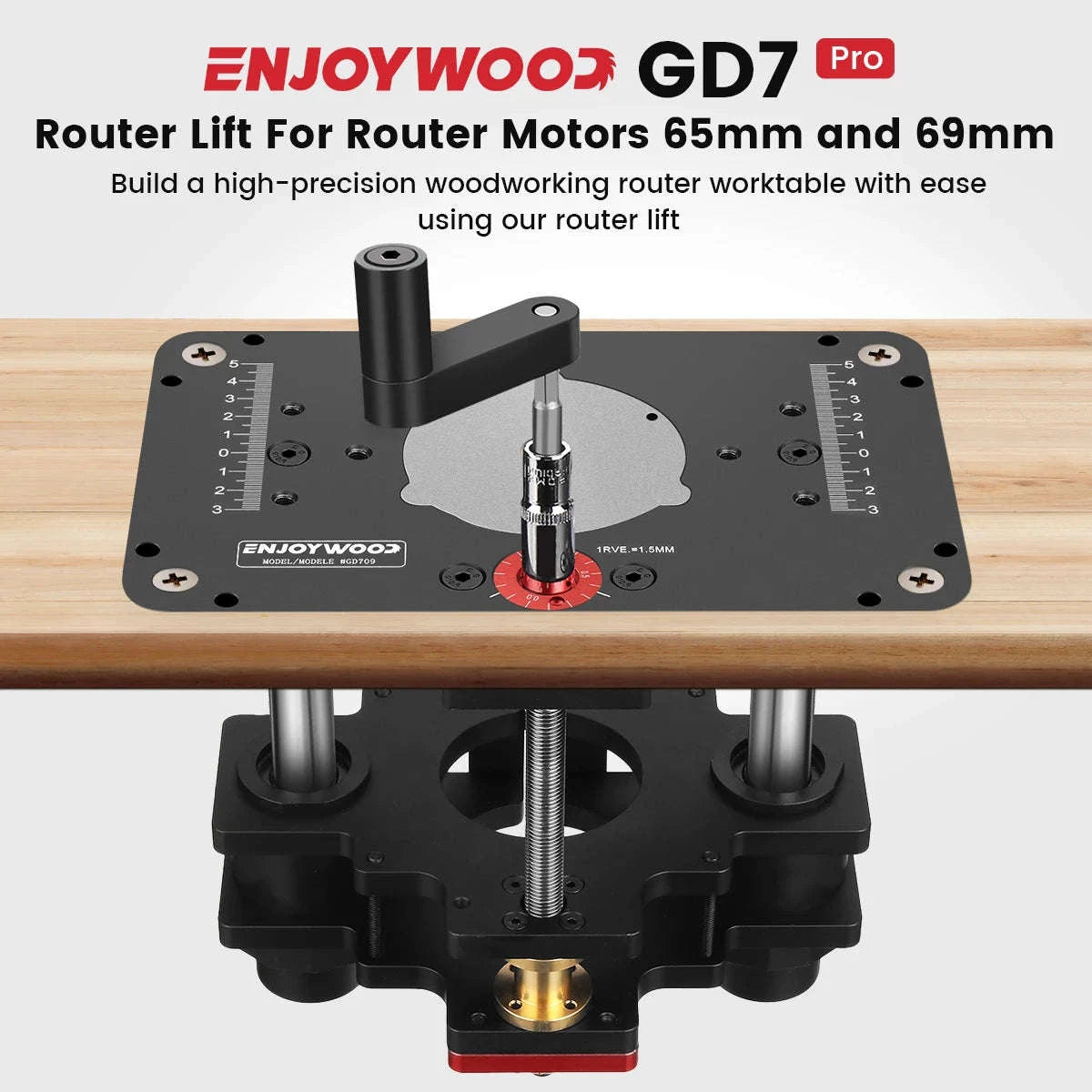 Router Lift for 65mm/69mm Wood Router Table Setup with Plate-gd709a-65 / Germany