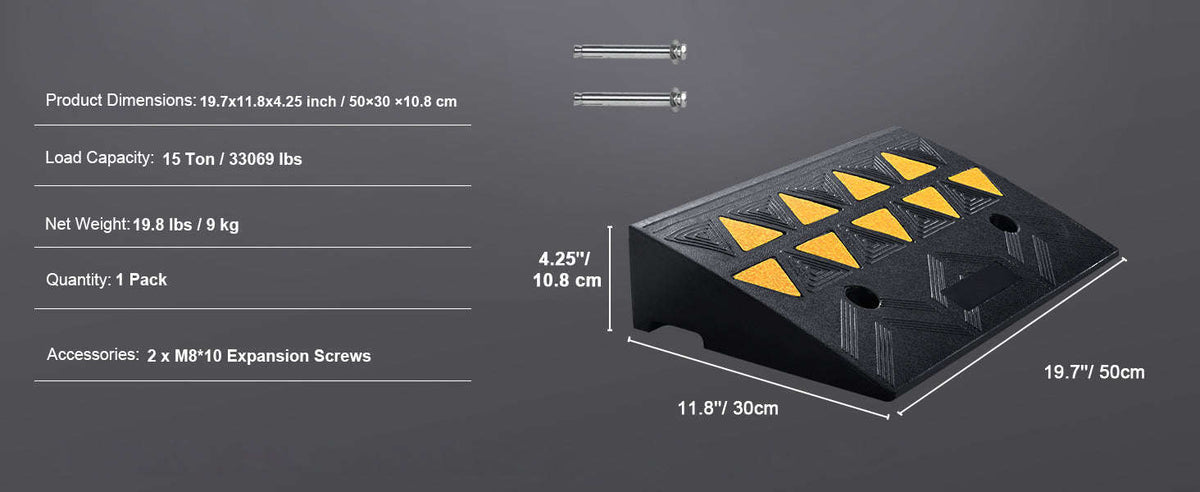 Rubber Curb Ramp Threshold Driveway Ramp-1pc 19.7x11.8x4.1in / United States