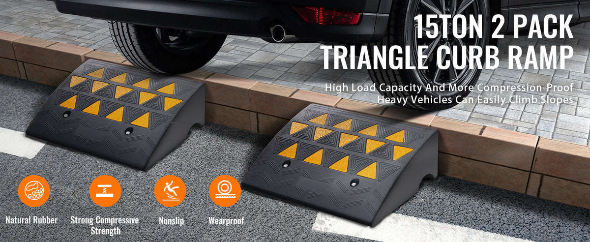 Rubber Curb Ramp Threshold Driveway Ramp-1pc 19.7x11.8x4.1in / United States