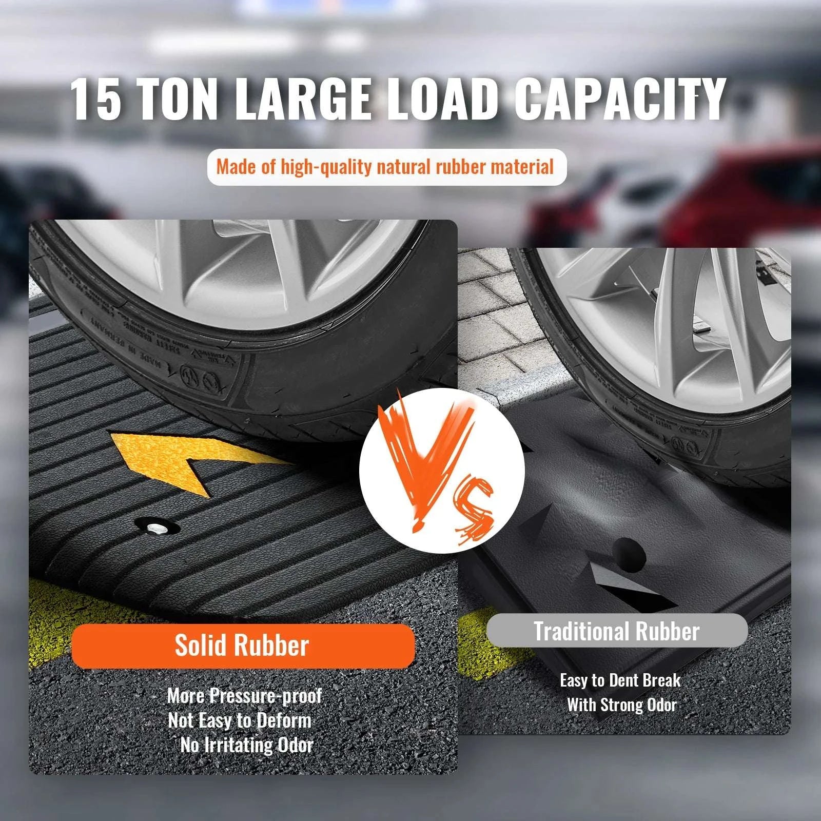 Rubber Driveway Curb Ramp 4" Rise Non-Slip Threshold for Wheels-43.3x12.6x1.5inch / United States