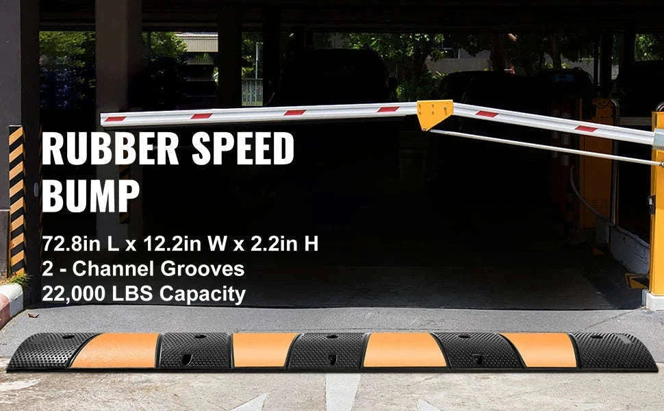 Rubber Speed Bump 2-Channel 72.8 x 12.2 x 2.2 in Driveway Ramp-1 PCs / Poland